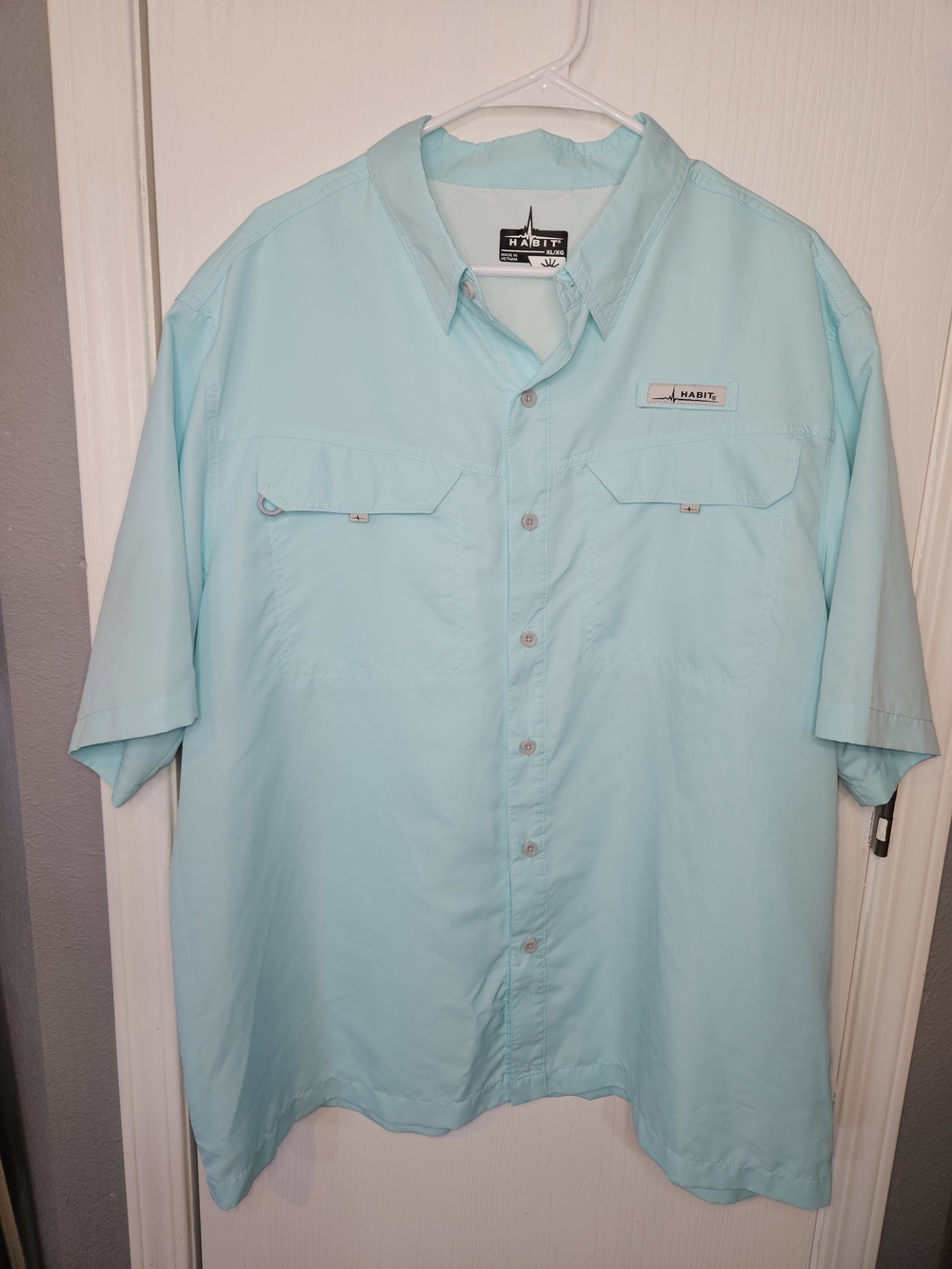 Habitat Men's Short-Sleeve Light Aqua Button-Down Shirt